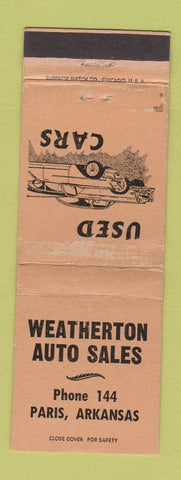 Matchbook Cover - Weatherton Auto Sales Paris AR WEAR