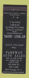 Matchbook Cover - Parkway Auto Sales East Orange NJ Bowling Union NJ