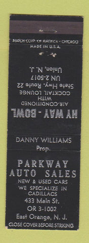 Matchbook Cover - Parkway Auto Sales East Orange NJ Bowling Union NJ