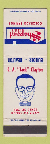 Matchbook Cover - CA Jack Clayton Shepard Real Estate Colorado Springs