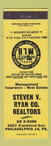 Matchbook Cover - Steven Ryan Real Estate Philadelphia PA