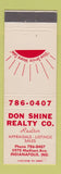Matchbook Cover - Don Shine Real Estate Indianapolis IN