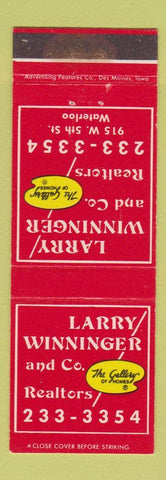 Matchbook Cover - Larry Winninger Real Estate Waterloo IA