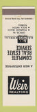 Matchbook Cover - Weir Real Estate Pompano Beach Boca Raton FL WHITE