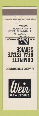 Matchbook Cover - Weir Real Estate Pompano Beach Boca Raton FL WHITE