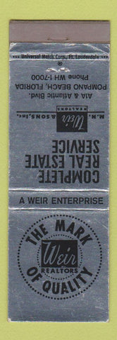 Matchbook Cover - Weir Real Estate Pompano Beach FL SILVER