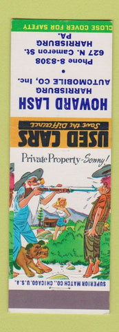 Matchbook Cover - Howard Lash Cars Harrisburg PA hillbilly