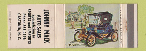 Matchbook Cover - Johnny Mack Auto Sales Gastonia NC WEAR