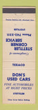 Matchbook Cover - Don's Used Cars Stettler AB Texaco oil gas