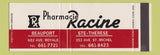 Matchbook Cover - Pharmacie Racine Beauport Ste Therese QC Drugs Full Length