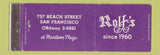 Matchbook Cover - Rolf's San Francisco CA retaurant Full Length