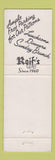 Matchbook Cover - Rolf's San Francisco CA retaurant Full Length