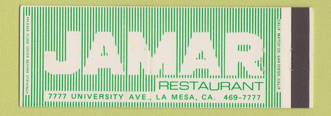 Matchbook Cover - Jamar Restaurant Mesa CA Full Length