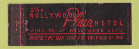 Matchbook Cover - Hollywood Plaza Hotel CA WEAR Full Length