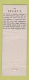 Matchbook Cover - Kelley's Restaurant Cabins Derby Line VT Full Length