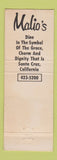 Matchbook Cover - Malio's Santa Cruz CA WEAR Full Length