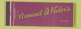 Matchbook Cover - Armand D Valois Canada Full Length