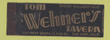 Matchbook Cover - Tom Wehner's Tavern San Jose CA WEAR Full Length