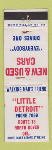Matchbook Cover - Little Detroit Used Cars North Dover DE WEAR
