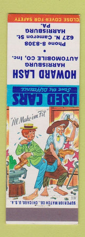 Matchbook Cover - Howard Lash Cars Harrisburg PA hillbilly