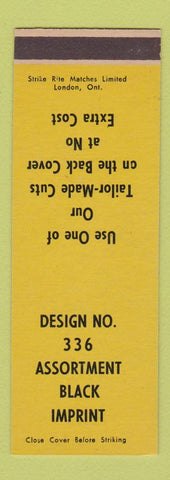 Matchbook Cover - Strike Rite Match Design 336 SAMPLE YELLOW
