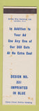 Matchbook Cover - Strike Rite Match Design 331 SAMPLE WHITE WEAR