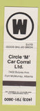 Matchbook Cover - Circle M Car Corral Fort McMurray AB