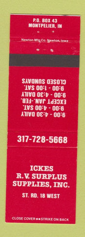 Matchbook Cover - Ickes RV Surplus Supply Montpelier IN