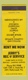 Matchbook Cover - Jerry's RV Service Hollywood FL WORN