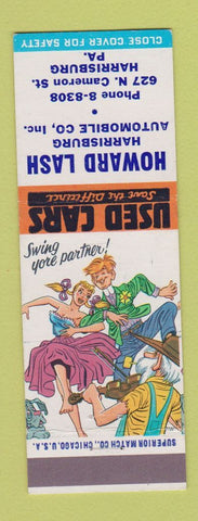 Matchbook Cover - Howard Lash Cars Harrisburg PA hillbilly