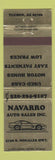 Matchbook Cover - Navarro Auto Sales Tucson AZ WEAR