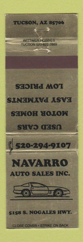 Matchbook Cover - Navarro Auto Sales Tucson AZ WEAR
