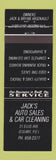 Matchbook Cover - Jack's Auto Sales Car Cleaning O'Leary PEI PE
