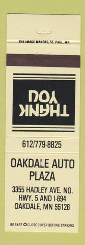 Matchbook Cover - Oakdale Auto Plaza MN YELLOW