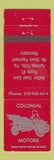 Matchbook Cover - Colonial Motors Fairless Hills PA WEAR