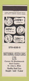 Matchbook Cover - National Used Cars St John's NF NL