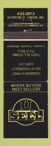 Matchbook Cover - U Sell Car Lot London ON