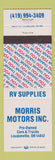 Matchbook Cover - Morris Motors RV Supplies Loudonville OH