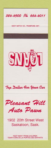 Matchbook Cover - Pleasant Hill Auto Pawn Saskatoon SK SAMPLE