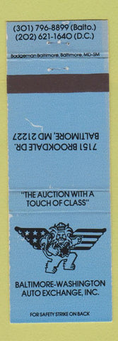 Matchbook Cover - Baltimore Washington Auto Car Exchange MD WEAR