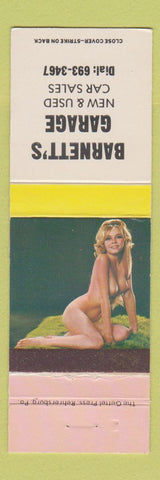 Matchbook Cover - Barnett's Garage Used Cars pinup