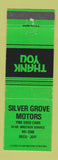 Matchbook Cover - Silver Grove Motors KY GREEN