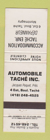 Matchbook Cover - Automobile Tache Montmagny QC WEAR