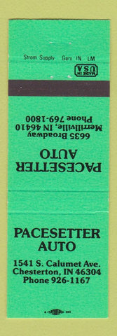 Matchbook Cover - Pacesetter Auto Chesterton IN NEON GREEN