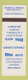 Matchbook Cover - RRR Auto Mont Royal Montreal QC