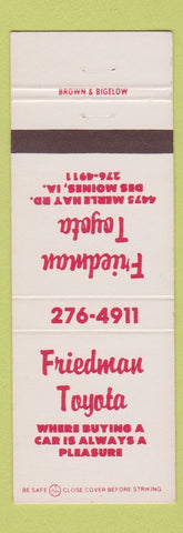 Matchbook Cover - Friedman Toyota Des Moines IA