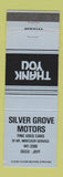 Matchbook Cover - Silver Grove Motors KY BLUE WEAR