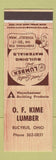 Matchbook Cover - OF Kime Lumber Bucyrus OH