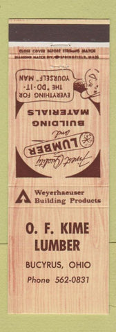 Matchbook Cover - OF Kime Lumber Bucyrus OH