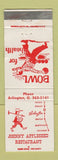 Matchbook Cover - Johnny Appleseed Restaurant bowling Arlington OH WEAR